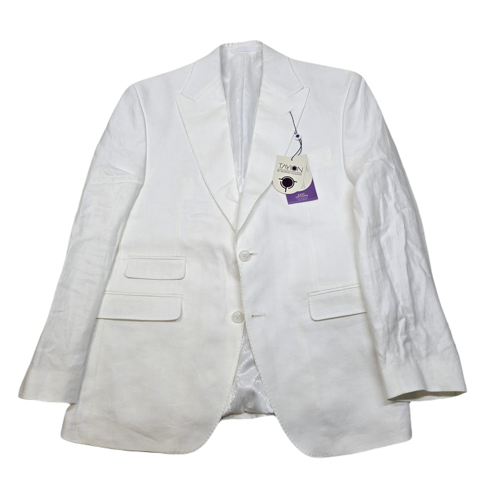 Tayion Collection White Linen Sport Coat Mens 38R‎ 38 Two Button Blazer $360 NEW